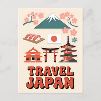 Vintage Travel Japan Iconic National Symbols Retro