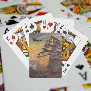 Vintage Travel Japan, Japanese Pagoda Airplane Poker Cards