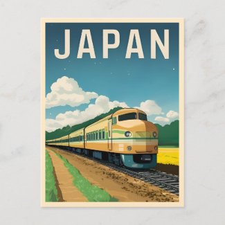 Vintage Travel Japan Train Retro Graphic Scenery