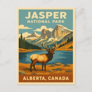 Vintage Travel Jasper National Park Retro Graphic