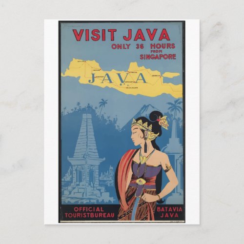 Vintage Travel Java Indonesia Postcard