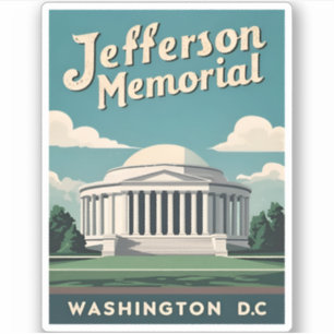 Vintage Travel Jefferson Memorial Washington DC Sticker