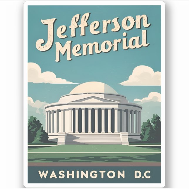 Vintage Travel Jefferson Memorial Washington DC Sticker (Front)