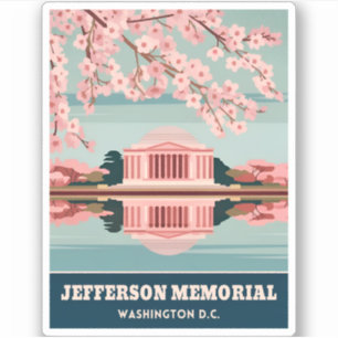 Vintage Travel Jefferson Memorial Washington DC Sticker