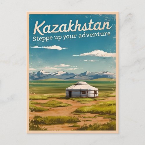 Vintage Travel Kazakhstan Steppe Retro Scenic Postcard