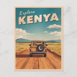Vintage Travel Kenya Africa Landscape Retro Scenic