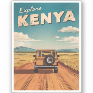 Vintage Travel Kenya Africa Landscape Retro Scenic Sticker