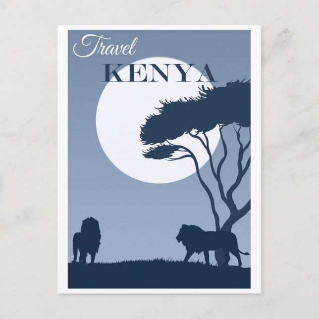 Vintage Travel Kenya Africa Lion Postcard (Front)
