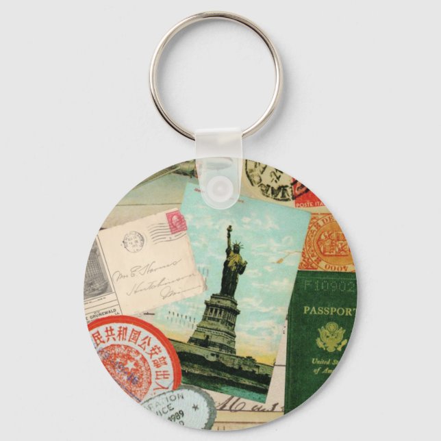 Vintage Travel...keychain Keychain (Front)