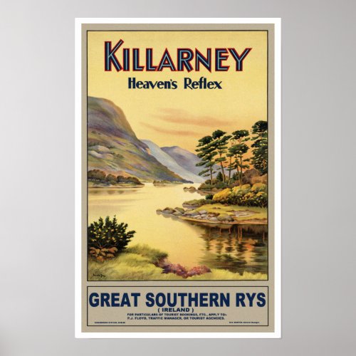 Vintage Travel Killarney Ireland Poster