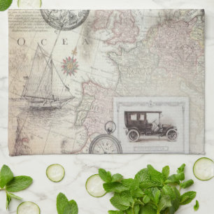 Vintage travel  kitchen towel