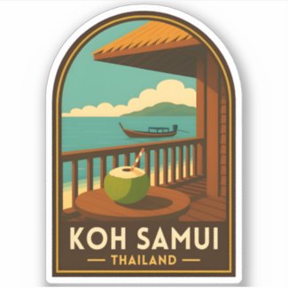 Vintage Travel Koh Samui Island Thailand Retro