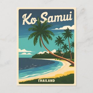 Vintage Travel Koh Samui Thailand Retro Graphic