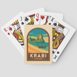 Vintage Travel Krabi Thailand Railay Beach Retro Poker Cards