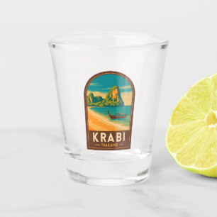 Vintage Travel Krabi Thailand Railay Beach Retro Shot Glass