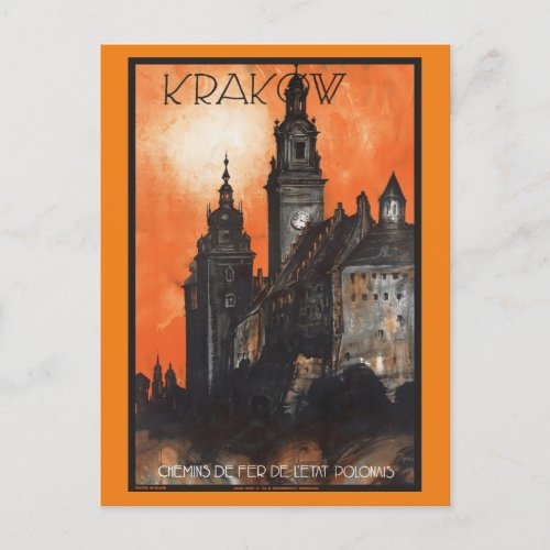 Vintage Travel Krakow Poland Railways Postcard