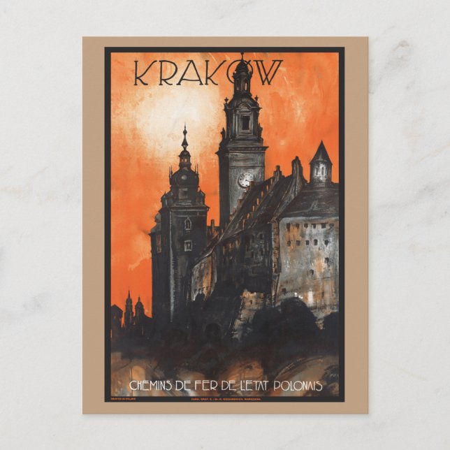 Vintage Travel Krakow Poland Railways Postcard (Front)