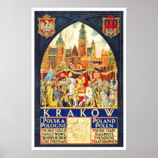 Vintage travel,Krakow Poster