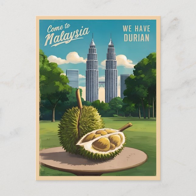 Vintage Travel Kuala Lumpur Malaysia Durian Humor Postcard (Front)