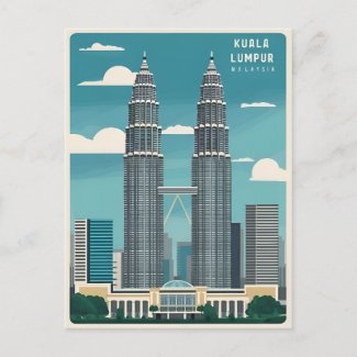 Vintage Travel Kuala Lumpur Malaysia Retro Graphic