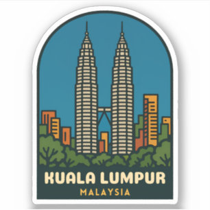 Vintage Travel Kuala Lumpur Malaysia Retro Style Sticker