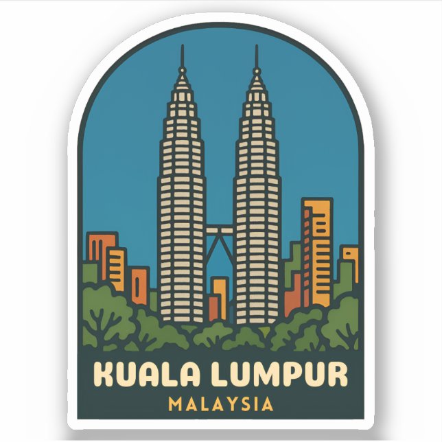 Vintage Travel Kuala Lumpur Malaysia Retro Style Sticker (Front)