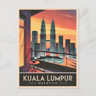 Vintage Travel Kuala Lumpur Malaysia Sunset Retro