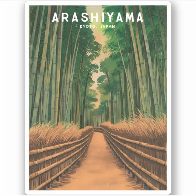 Vintage Travel Kyoto Arashiyama Bamboo Forest  Sticker (Front)
