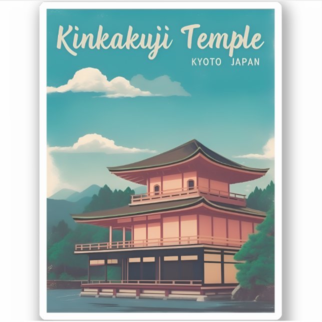 Vintage Travel Kyoto Golden Temple Retro Scenic Sticker (Front)