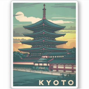 Vintage Travel Kyoto Japan Retro Graphic Sticker