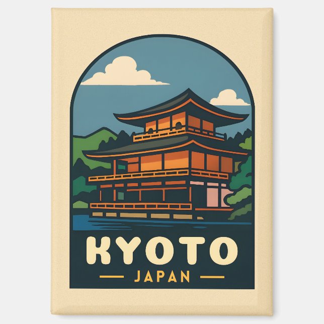 Vintage Travel Kyoto Japan Retro Scenic Landscape Magnet (Front)