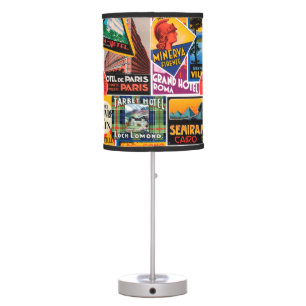 Vintage Travel Labels Table Lamp