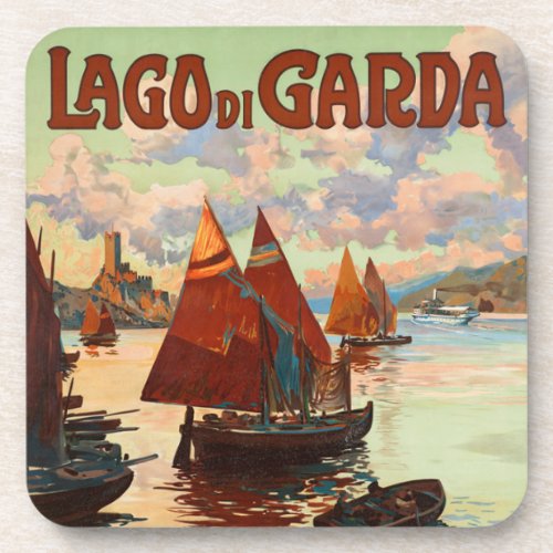 Vintage Travel Lago di Garda Lake Garda Italy Beverage Coaster