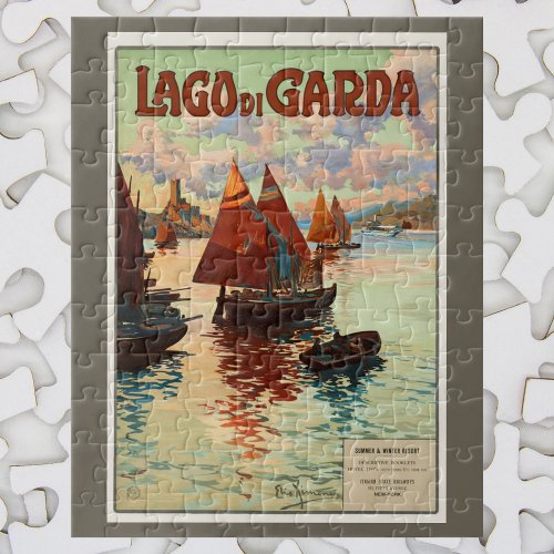 Vintage Travel Lago di Garda Lake Garda Italy Jigsaw Puzzle