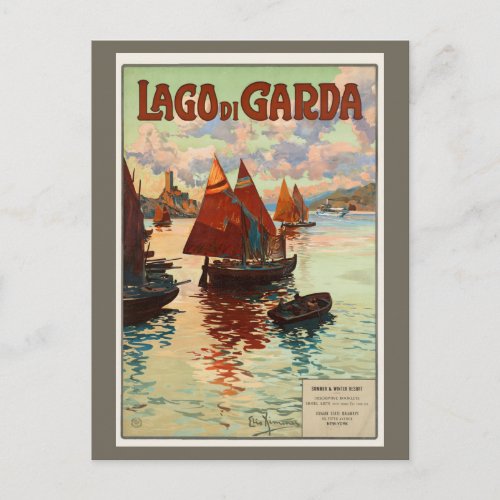 Vintage Travel Lago di Garda Lake Garda Italy Postcard