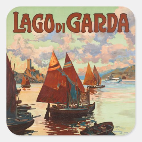 Vintage Travel Lago di Garda Lake Garda Italy Square Sticker