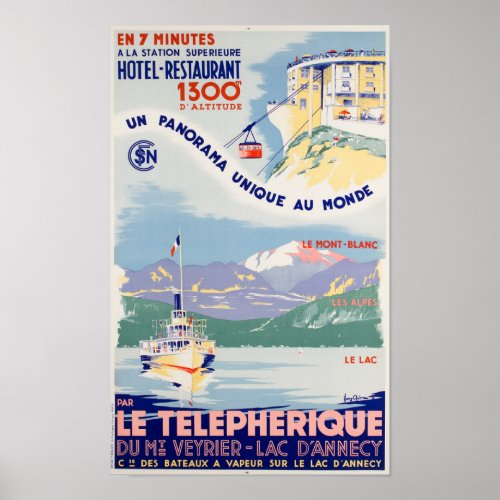 Vintage Travel _ Lake Annecy _ France Poster