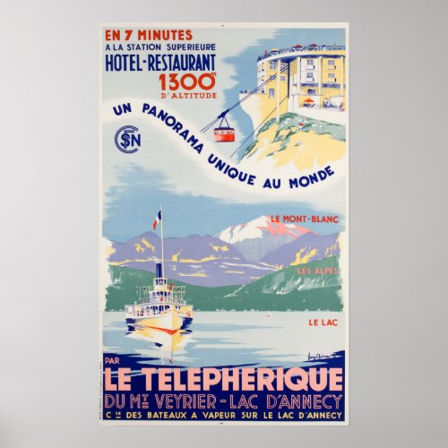 Vintage Travel _ Lake Annecy _ France Poster