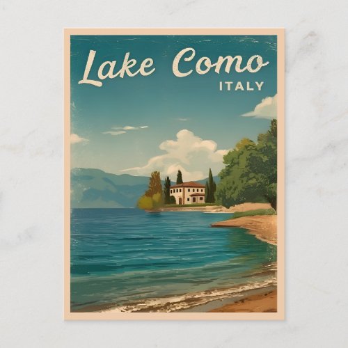 Vintage Travel Lake Como Italy Retro Scenic Postcard