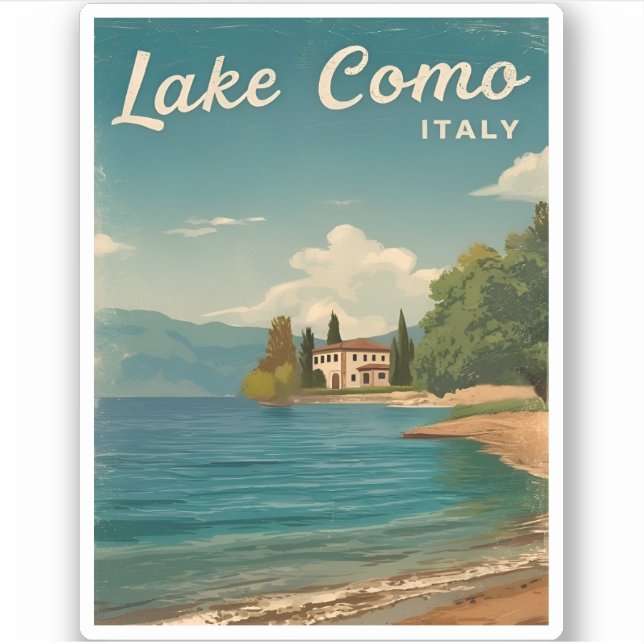 Vintage Travel Lake Como Italy Retro Scenic Sticker (Front)