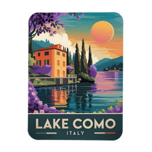 Vintage Travel Lake Como Italy Sunset Scenic Magnet