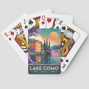 Vintage Travel Lake Como Italy Sunset Scenic Poker Cards