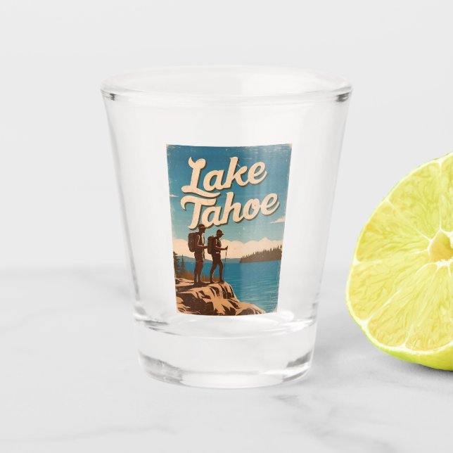 Vintage Travel Lake Tahoe California Retro Scenic Shot Glass (Front)