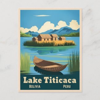 Vintage Travel Lake Titicaca South America Scenic