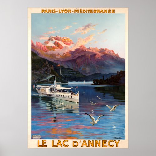 Vintage Travel _ Le Lac DAnnecy _ Lake Annecy Poster