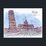 Vintage Travel Leaning Tower of Pisa Retro  Postcard<br><div class="desc">vintage,  retro,  travel,  modern,  watercolor,  classic,  Leaning,  Tower of Pisa,  italian,  Italy, </div>