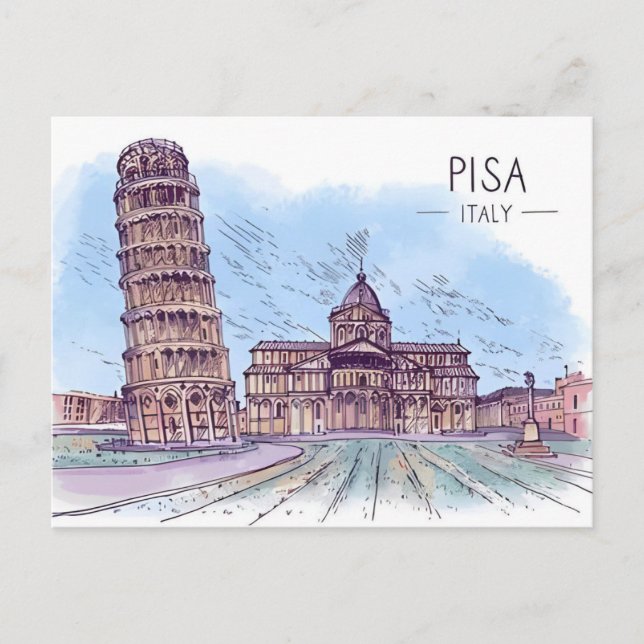 Vintage Travel Leaning Tower of Pisa Retro  Postcard (Front)