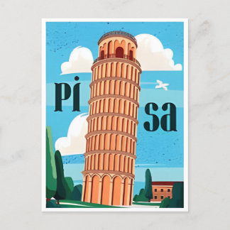 Vintage Travel Leaning Tower of Pisa Retro Postcard