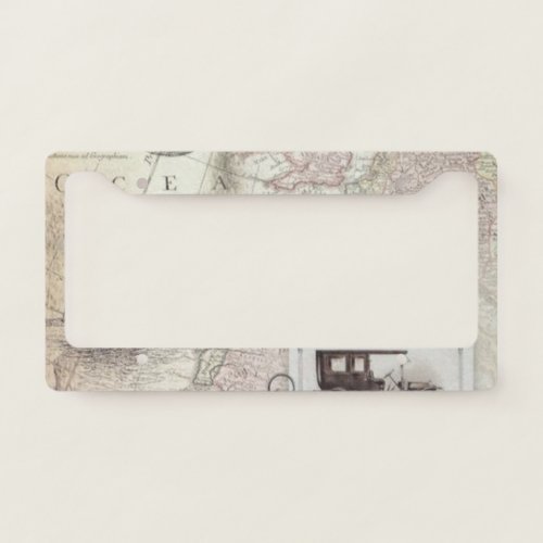 Vintage travel   license plate frame