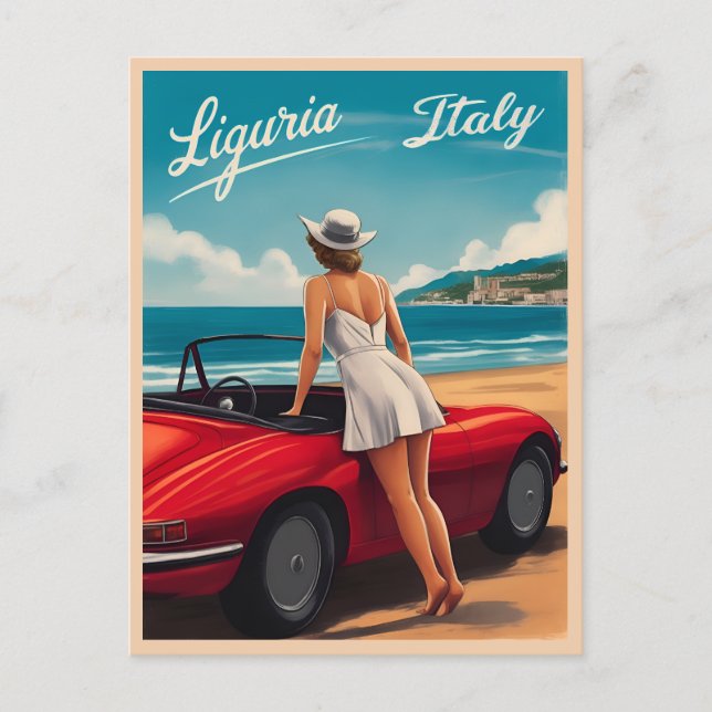 Vintage Travel Liguria Italy Seaside Retro Scenic Postcard (Front)